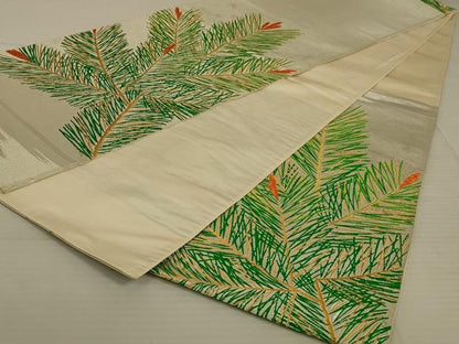平和屋着物◎六通柄袋帯 枝松文 金糸 正絹 逸品 AAAX0804ou