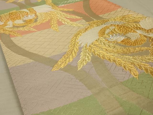 平和屋着物◎佐賀錦 六通柄袋帯 唐織 立涌鳳凰文 金銀糸 正絹 逸品 AAAX0808ou
