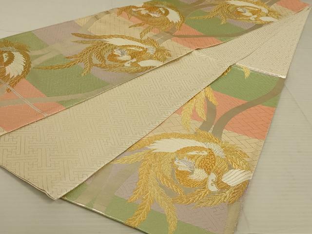 平和屋着物◎佐賀錦 六通柄袋帯 唐織 立涌鳳凰文 金銀糸 正絹 逸品 AAAX0808ou