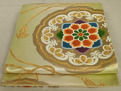 平和屋着物◎六通柄袋帯　唐織　正倉院花文　金糸　正絹　逸品　AAAX0816ou