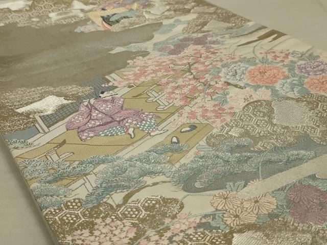 平和屋着物◎六通柄袋帯 唐織 笛聲 金銀糸 正絹 逸品 AAAX0822ou
