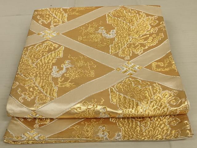 平和屋着物◎六通柄袋帯 鳳凰花文 金銀糸 正絹 逸品 AAAX0825ou