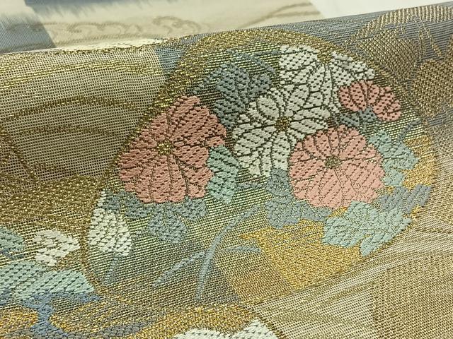 平和屋着物＊夏物 老舗織元 泰生織物 太鼓柄 本袋帯 唐織 貝合わせ花鳥文 金糸 正絹 逸品 AAAX0894jh