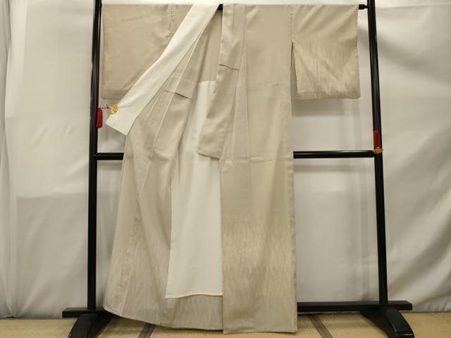 平和屋着物▽訪問着　本塩沢　単衣　110亀甲　樹林文　正絹　逸品　AABK0388ck
