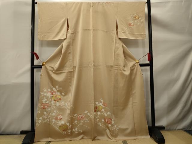 平和屋着物▽訪問着 単衣 駒刺繍 貝合わせ花文 金糸 金彩 正絹 逸品 AAAX1739sx