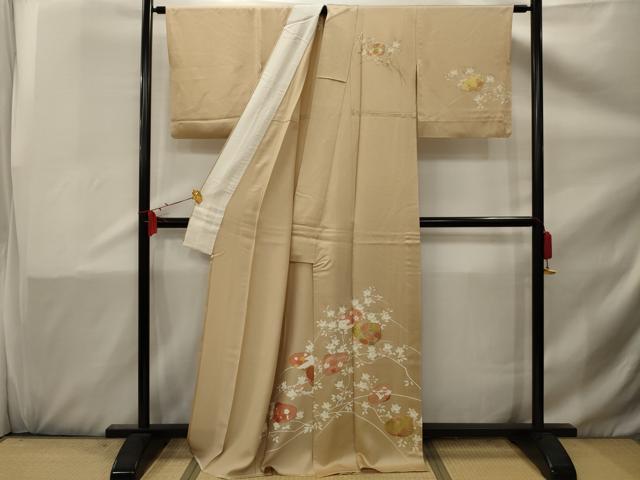 平和屋着物▽訪問着 単衣 駒刺繍 貝合わせ花文 金糸 金彩 正絹 逸品 AAAX1739sx