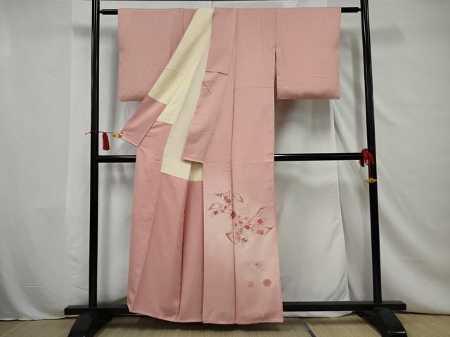 平和屋着物■色留訪問着　相良刺繍　束ね熨斗花文　正絹　逸品　AAAX1921nf