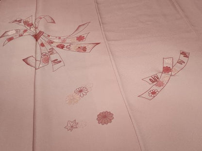 平和屋着物■色留訪問着　相良刺繍　束ね熨斗花文　正絹　逸品　AAAX1921nf