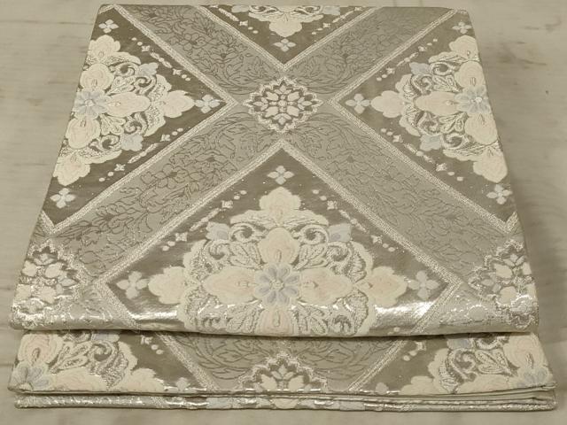 平和屋着物◎六通柄袋帯 唐織 天井花文 銀糸 正絹 逸品 AAAX1966ou
