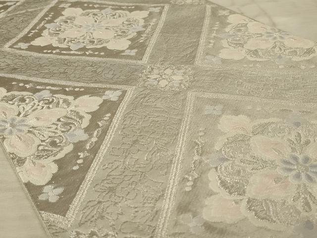 平和屋着物◎六通柄袋帯 唐織 天井花文 銀糸 正絹 逸品 AAAX1966ou