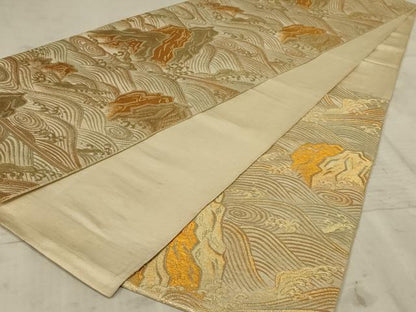 平和屋着物◎六通柄袋帯 立波文 金糸 正絹 逸品 AAAX1974ou