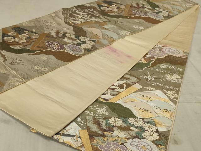 平和屋着物◎六通柄袋帯 唐織 色紙重ね花文 金銀糸 正絹 逸品 AAAX1975ou