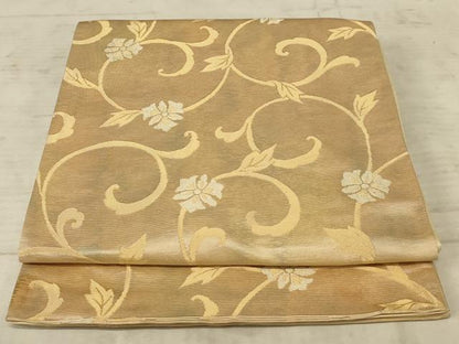 平和屋着物◎六通柄袋帯　花唐草文　金糸　正絹　逸品　AAAX1980ou