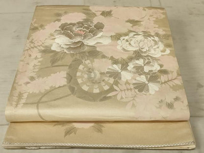 平和屋着物◎太鼓柄袋帯 刺繍 花車文 銀糸 正絹 逸品 AAAX1986ou