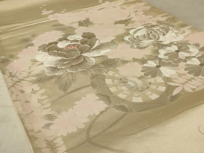 平和屋着物◎太鼓柄袋帯 刺繍 花車文 銀糸 正絹 逸品 AAAX1986ou
