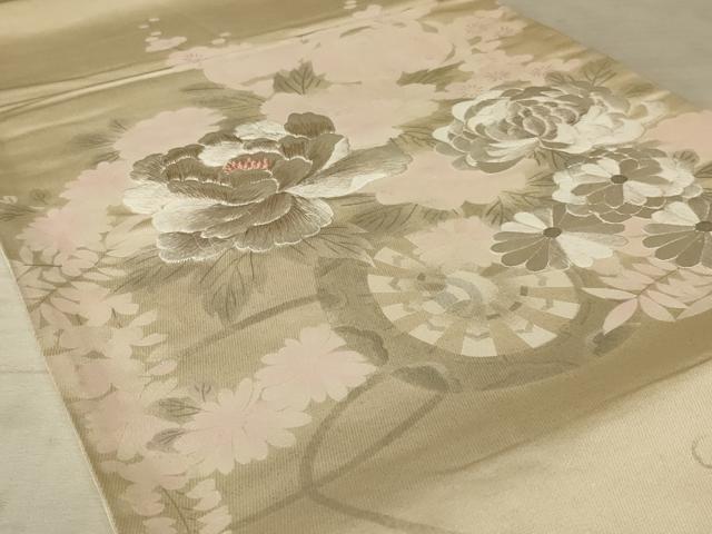 平和屋着物◎太鼓柄袋帯 刺繍 花車文 銀糸 正絹 逸品 AAAX1986ou