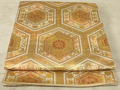 平和屋着物◎六通柄袋帯 正倉院花文 金糸 正絹 逸品 AAAX1987ou