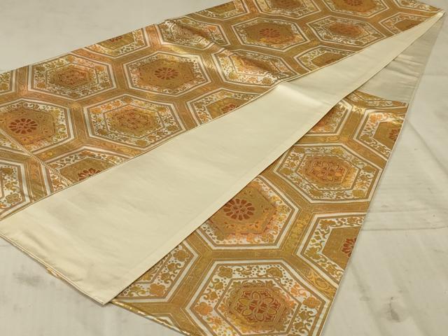 平和屋着物◎六通柄袋帯 正倉院花文 金糸 正絹 逸品 AAAX1987ou