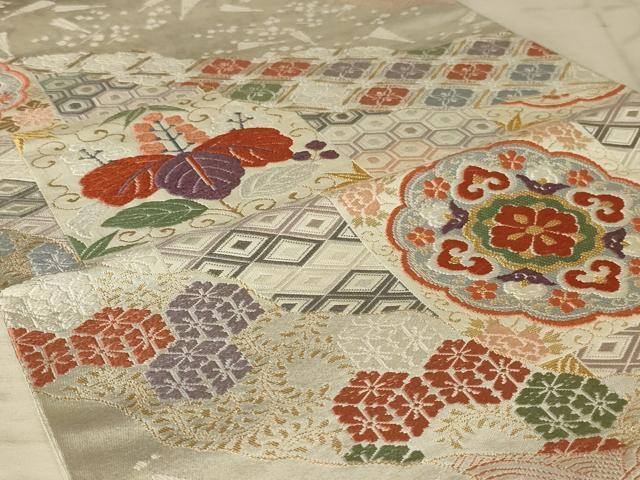 平和屋着物◎六通柄袋帯 唐織 吉祥花文 金糸 正絹 逸品 AAAX1988ou
