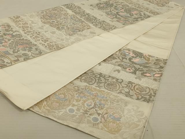 平和屋着物◎六通柄袋帯 更紗花文 金銀糸 正絹 逸品 AAAX1994ou