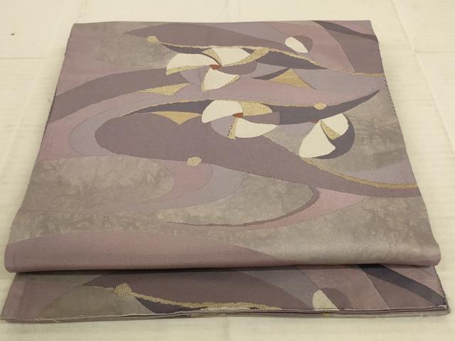 平和屋着物◎六通柄袋帯 流水花文 金糸 正絹 逸品 AAAX1998ou
