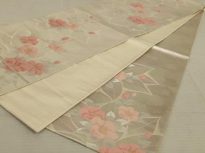 平和屋着物◎六通柄袋帯 草花文 金銀糸 正絹 逸品 AAAX1999ou