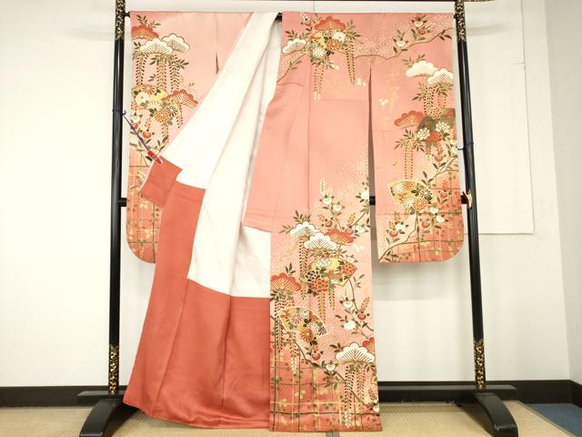 平和屋着物□豪華振袖 地紙花文 金彩 正絹 逸品 AAAX2033ma