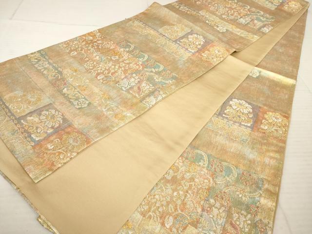 平和屋着物◎六通柄袋帯 更紗花文 金銀糸 正絹 逸品 AAAX2609sg