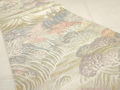 平和屋着物◎六通柄袋帯　嵐山　プラチナ二重織　正絹　逸品　AAAX2614sg
