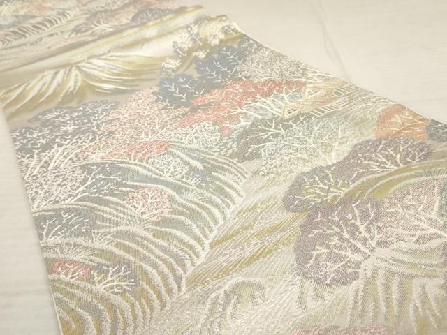 平和屋着物◎六通柄袋帯　嵐山　プラチナ二重織　正絹　逸品　AAAX2614sg