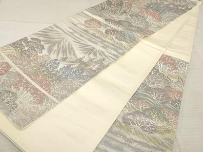 平和屋着物◎六通柄袋帯　嵐山　プラチナ二重織　正絹　逸品　AAAX2614sg