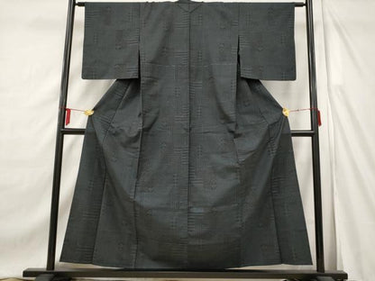 平和屋着物▽本場大島紬 単衣 7マルキ 幾何学文様 正絹 逸品 AAAX2888st