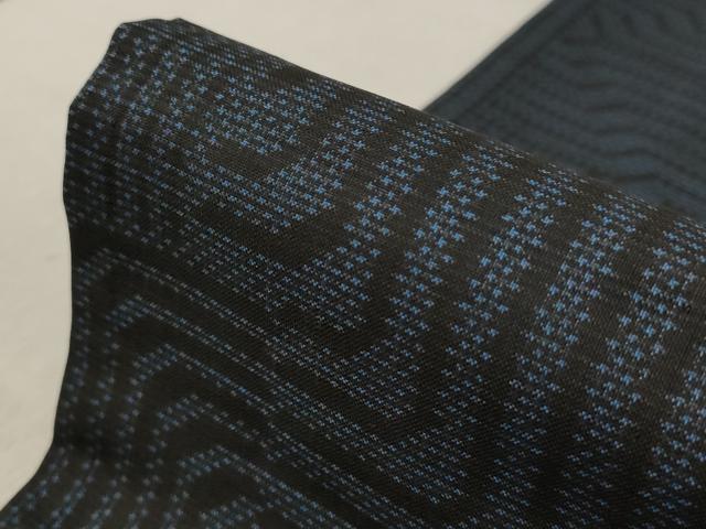 平和屋着物▽本場大島紬 単衣 7マルキ 幾何学文様 正絹 逸品 AAAX2888st