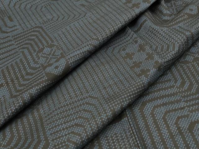 平和屋着物▽本場大島紬 単衣 7マルキ 幾何学文様 正絹 逸品 AAAX2888st