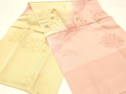平和屋着物●和装小物 帯締め・帯揚げセット 平組 梅 花地紋 暈し染め 金彩 逸品 未使用 AAAX2983ay