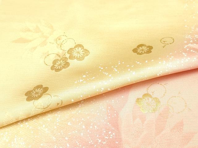 平和屋着物●和装小物 帯締め・帯揚げセット 平組 梅 花地紋 暈し染め 金彩 逸品 未使用 AAAX2983ay