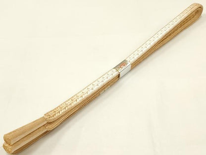 平和屋着物●和装小物 帯締め・帯揚げセット 平組 梅 花地紋 暈し染め 金彩 逸品 未使用 AAAX2983ay