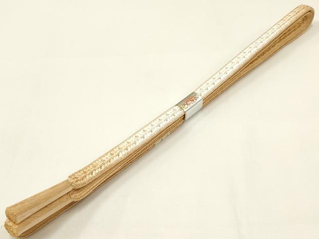 平和屋着物●和装小物 帯締め・帯揚げセット 平組 梅 花地紋 暈し染め 金彩 逸品 未使用 AAAX2983ay