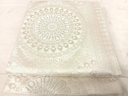 平和屋着物●西陣　川島織物　六通柄袋帯　正倉院花文　銀糸　正絹　逸品　AAAX3018yx