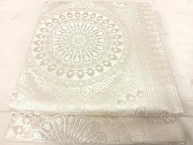 平和屋着物●西陣　川島織物　六通柄袋帯　正倉院花文　銀糸　正絹　逸品　AAAX3018yx