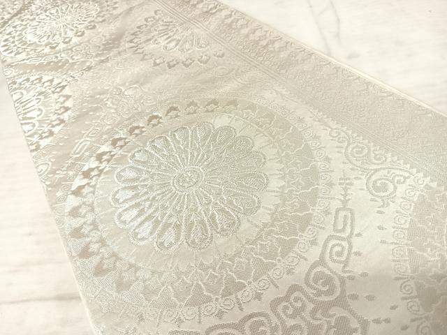 平和屋着物●西陣　川島織物　六通柄袋帯　正倉院花文　銀糸　正絹　逸品　AAAX3018yx