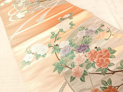 平和屋着物◎六通柄袋帯 唐織 枝花文 銀糸 正絹 逸品 AAAX3066yx