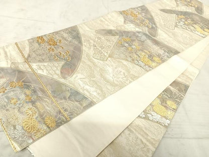 平和屋着物◎六通柄袋帯 花絵巻 金銀糸 正絹 逸品 AAAX3067yx