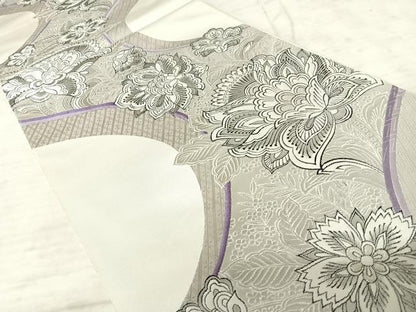平和屋着物◎六通柄袋帯 更紗花文 銀糸 正絹 逸品 AAAX3081yx