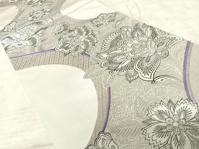 平和屋着物◎六通柄袋帯 更紗花文 銀糸 正絹 逸品 AAAX3081yx