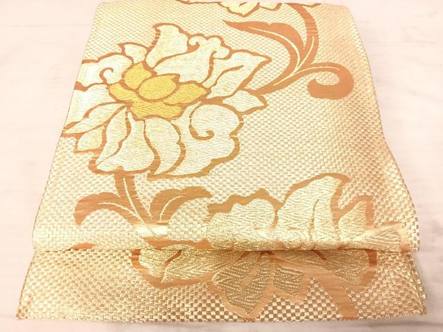 平和屋着物◎六通柄袋帯 花唐草文 金糸 正絹 逸品 AAAX3089yx