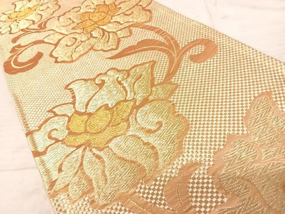 平和屋着物◎六通柄袋帯 花唐草文 金糸 正絹 逸品 AAAX3089yx