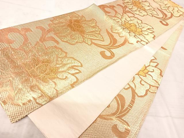平和屋着物◎六通柄袋帯 花唐草文 金糸 正絹 逸品 AAAX3089yx