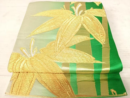 平和屋着物◎六通柄袋帯 笹竹文 金銀糸 正絹 逸品 AAAX3090yx