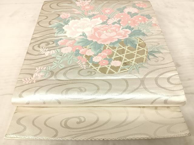 平和屋着物◎六通柄袋帯 唐織 花籠文 金銀糸 正絹 逸品 AAAX3100yx